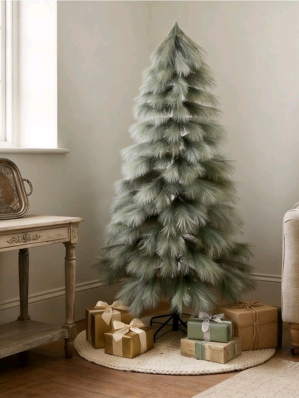 Elegant Home Decor 6ft Artificial Pampas Christmas Tree, Green Holiday Time Htf
